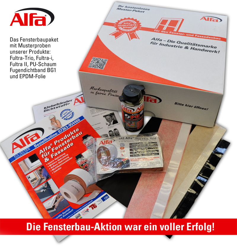 Musterpaket mit Produkten für Fensterbauer