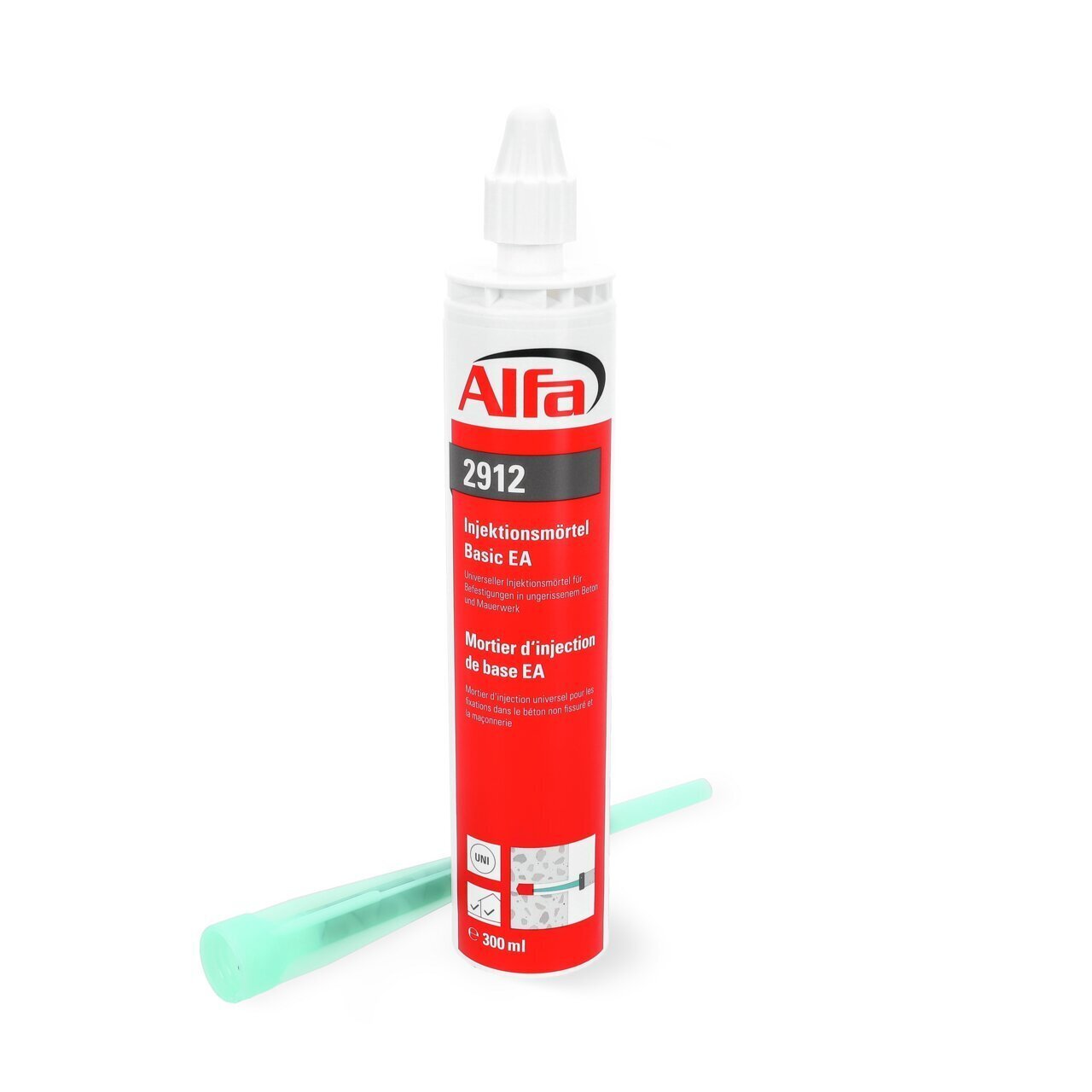 1x Alfa Injektionsmörtel Basic EA 300 ml | inkl. 1 Statikmischer | für Befestigungen in ungerissenem Beton und Mauerwerk | Mörtel Injektionsmörtel