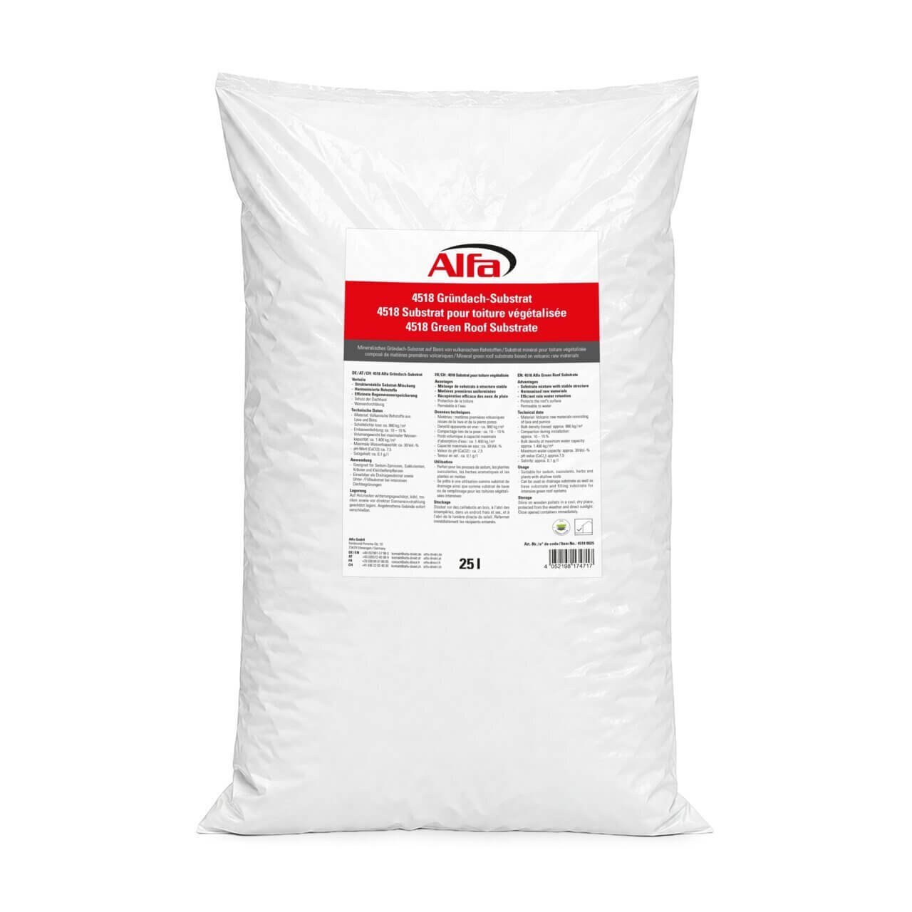 6x Alfa Gründach-Substrat 25 Liter | auf Basis von vulkanischen Rohstoffen | Dachbegrünung | mineralische Blumenerde