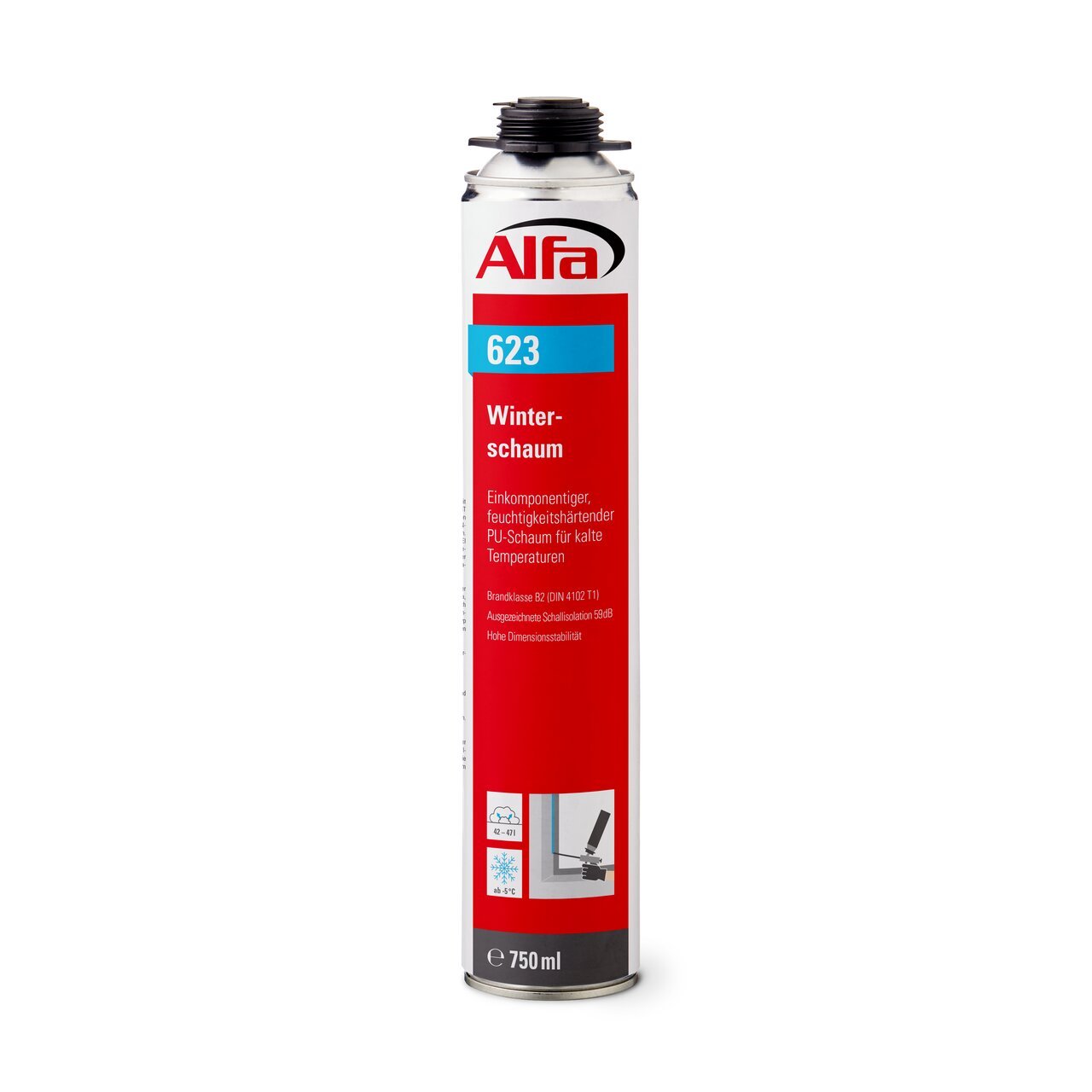 72 x Alfa Winterschaum 750 ml | Feuchtigkeitshärtender PU-Schaum für kalte Temperaturen | Bauschaum Montageschaum Dämmschaum Füllschaum Pistolenschaum