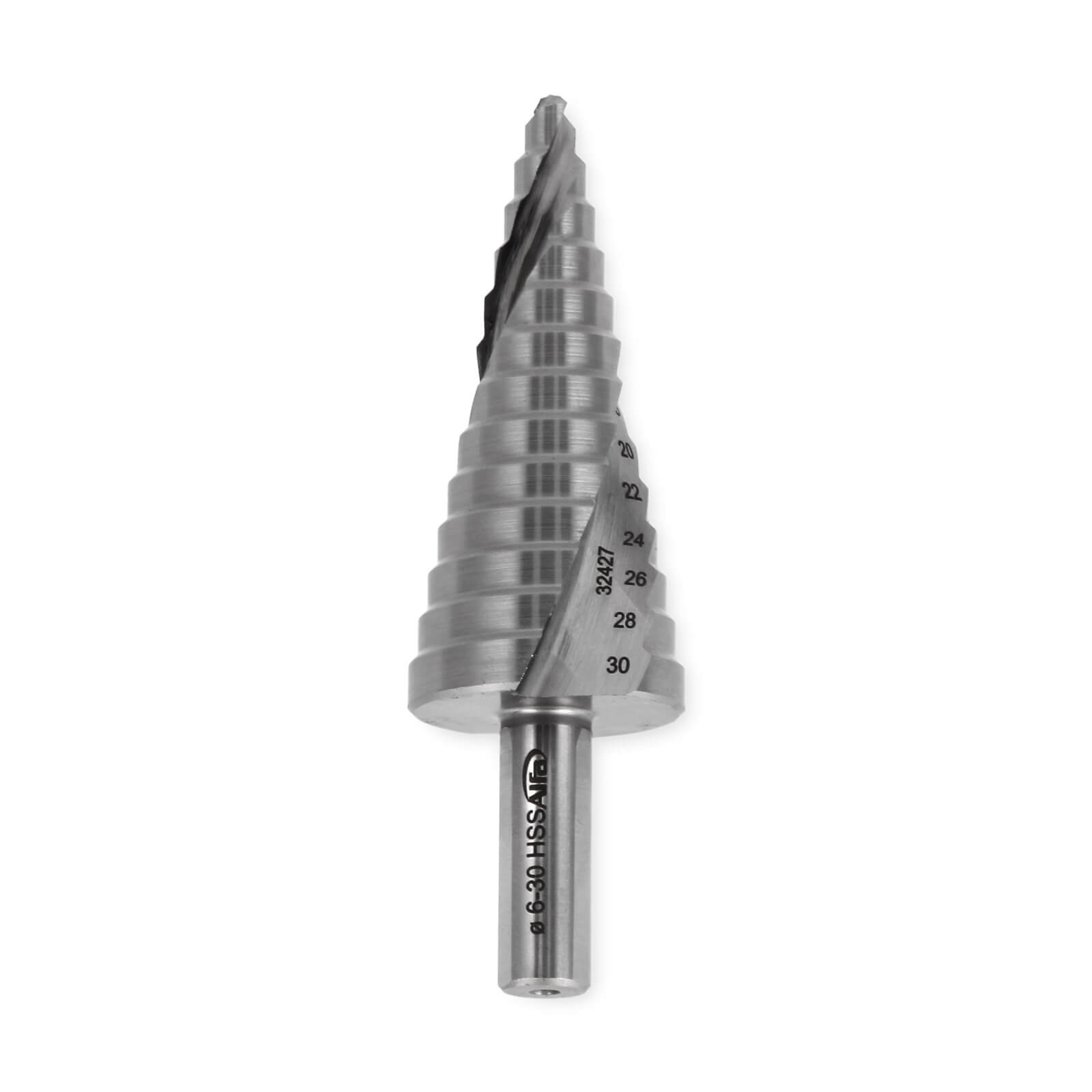 Alfa HSS-Spiral-Stufenbohrer Ø 4-20mm x 2mm, spiral-genutet | Stufenbohrer Spiralbohrer | Spiral-genutet | 2-Schneidig | Extrem scharfe Schneide | 