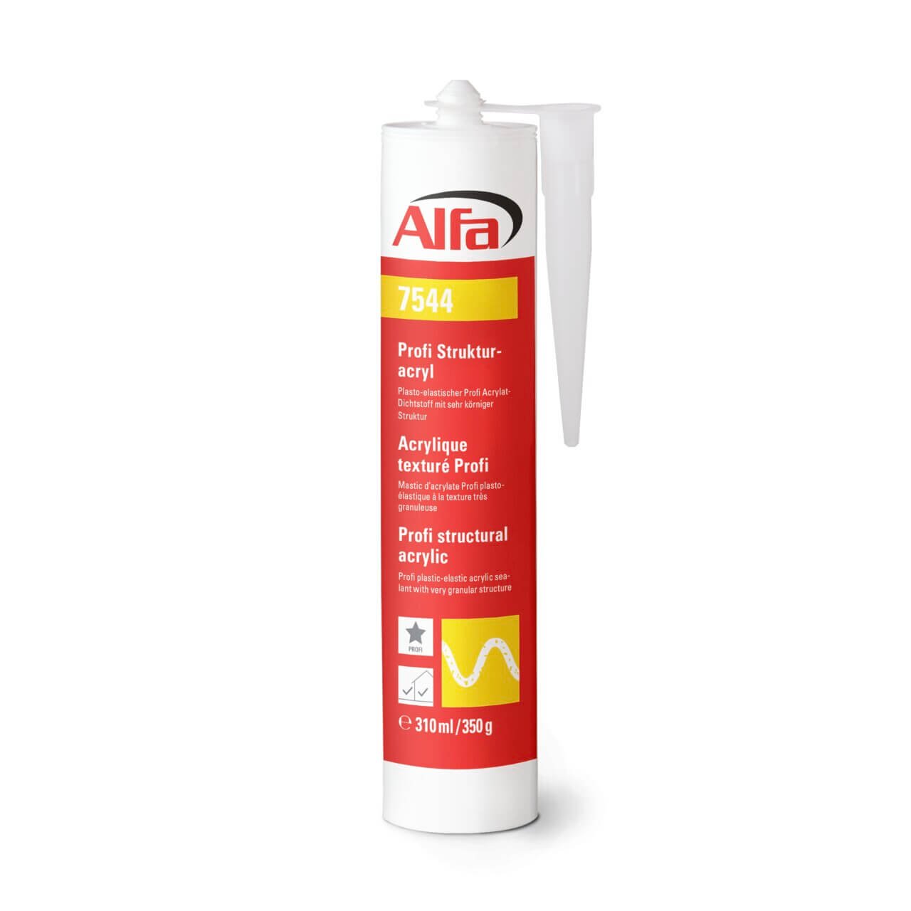 24 x Alfa Profi Strukturacryl mit sehr körniger Struktur | weiß - 310 ml | Profi Acrylat-Dichtstoff | ideal zum Verfüllen von Rissen und zum