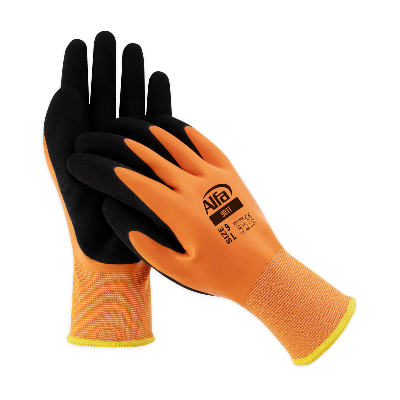 12 Paar Alfa Arbeitshandschuhe WATER PROTECT WINTER - Größe 10 / XL | Wasserdichter und Kälte-resistenter Latex-Feinstrickhandschuh | ideal für