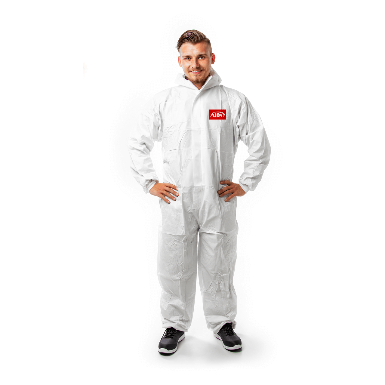 25 x Alfa Chemieschutzoverall PROFI mit Reißverschluss und Kapuze | Größe: 3XL | ideal für Entsorgungs-, Schleif- und Reinigungsarbeiten | Mit