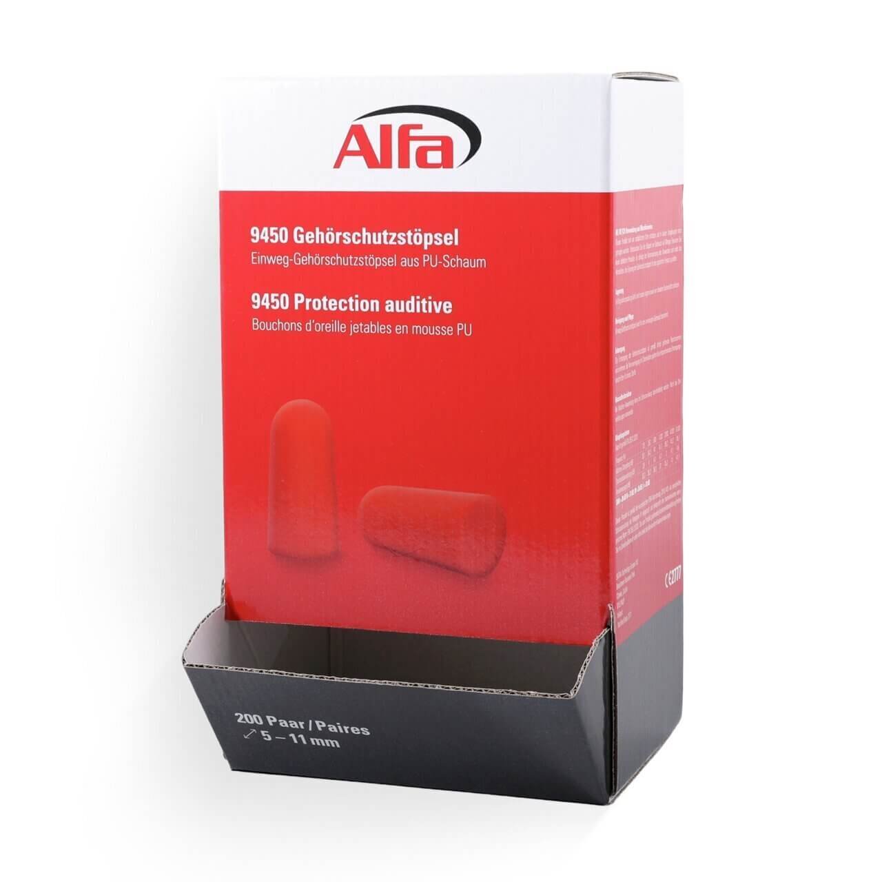 800x Alfa Gehörschutzstöpsel | konische Form | aus PU-Schaum| Einweg | SNR-Wert: 38 dB | Paarweise verpackt
