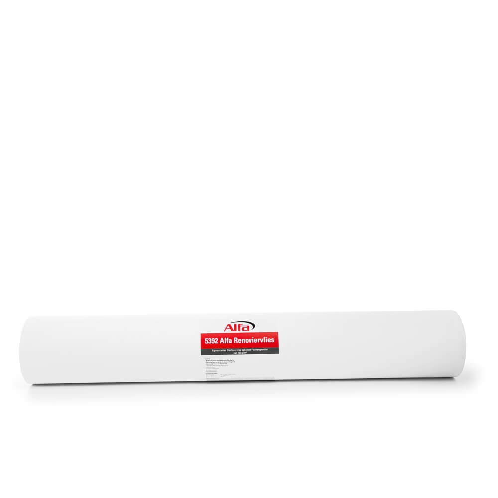 1 x Alfa Renoviervlies | 100 cm x 50 m | Pigmentiertes Glasfaservlies mit einem Flächengewicht von 130 g/m² | diffusionsoffen | Beidseitig weiß