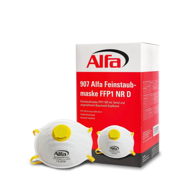 907 Alfa Feinstaubmaske FFP1 NR D (mit Ventil) 