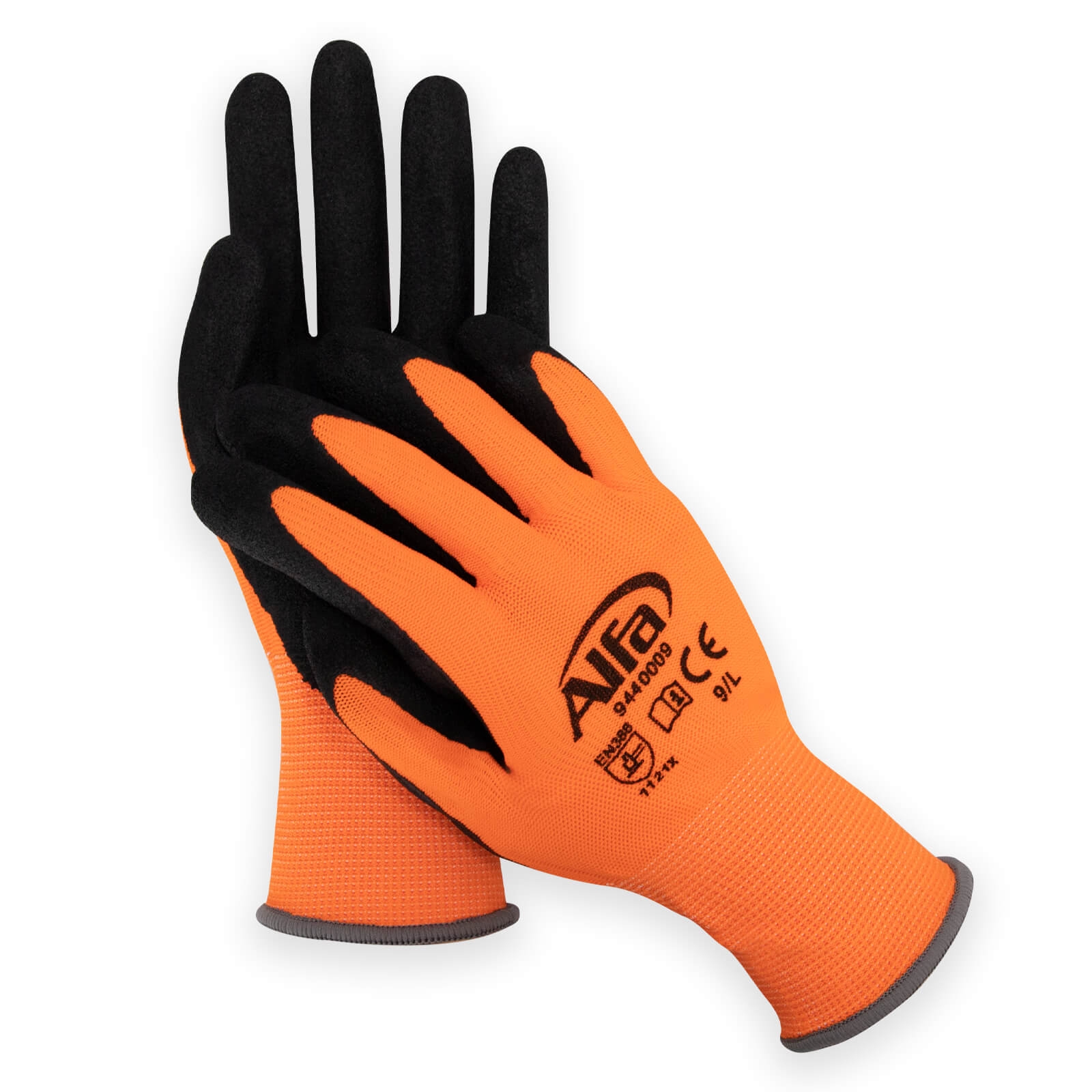 12 x Alfa Montagehandschuh - FOAM Größe 9 | Feinstrickhandschuh mit Latex-Foam-Beschichtung | Sicherer Griff | Hoher Tragekomfort | EN 388:2003 (1121X