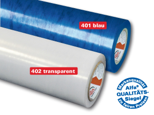 Schutzfolien in blau und transparent